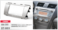 Переходная рамка для Toyota Camry 2007- 2 Din серебристая RP-TYCA4Xs (Carav 07-003)